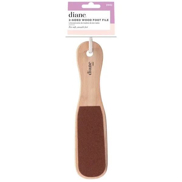 Diane 2-Sided Foot File – Smoother Feet and Callus Remover for Men and Women –Wood Handle – 10” x 2 3/8” – D932