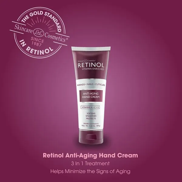 Retinol Anti-Aging Hand Cream – The Original Retinol Brand For Younger Looking Hands –Rich, Velvety Conditions & Protects Skin, Nails & Cuticles – Vitamin A Minimizes Age’s Effect on Skin