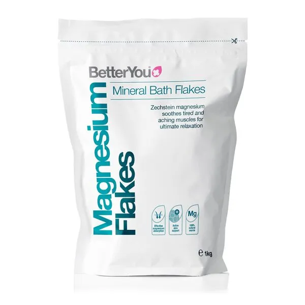 BetterYou Magnesium Flakes - Vegan Bath Soak - Soothe Tired and Aching Muscles - Naturally Invigorates - Ultimate Home Remedy for Relaxation - Ideal for Post-Workout Routine - Palm Oil Free - 2.3 lb