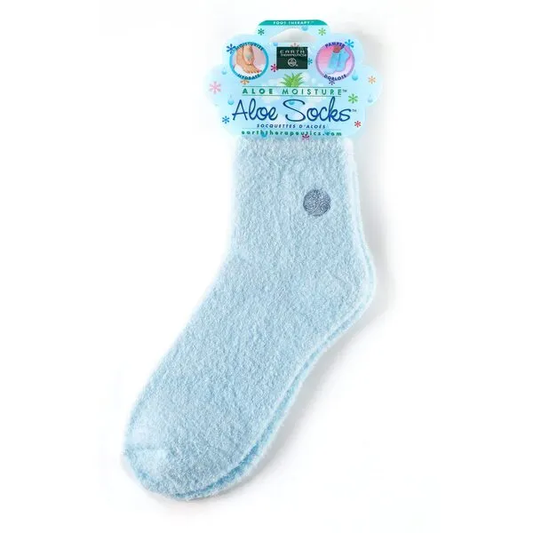 Earth Therapeutics Aloe Vera Socks – Infused with natural aloe vera & Vitamin E – Helps Dry Feet, Cracked Heels, Calluses, Rough Skin, Dead Skin - Blue