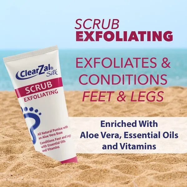 ClearZal Scrub 3.4oz, Foot and Skin Exfoliating Scrub, All Natural Pumice With An Aloe Vera Base, Repairs Cracked Heels, Loosens Calluses and Dry Skin