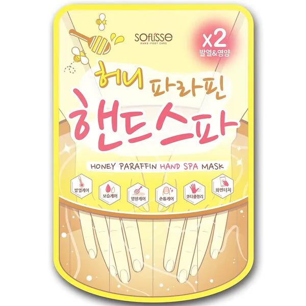 Soflisse] Honey Paraffin Hand Spa Mask, Hydrating Heating Hand Mask, Alleviates Fatigue, Formulated with Shea Butter and Lavender Oil, 1 Pack