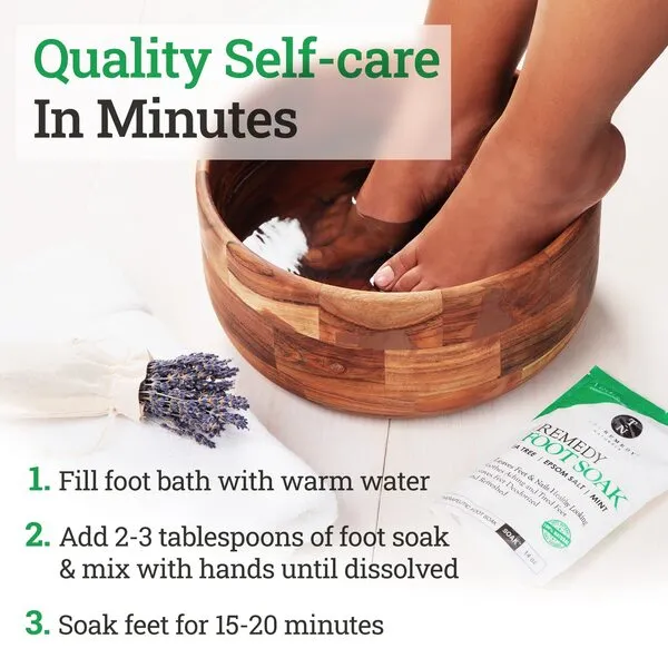 Tea Tree Oil Foot Soak with Epsom Salt & Mint, Feet Soak Helps Toenail System, Athletes Foot & Stubborn Foot Odor - Foot Bath Salt Softens Calluses & Soothes Sore Tired Feet, 14 Ounce