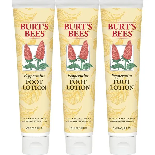 Burt's Bees Peppermint Oil Foot Lotion, 3.38 Oz - Pack of 3 (Package May Vary)