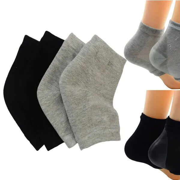 Makhry 2 Pairs Moisturizing Silicone Gel Heel Socks for Dry Hard Cracked Skin Open Toe Comfy Recovery Socks Day Night Care