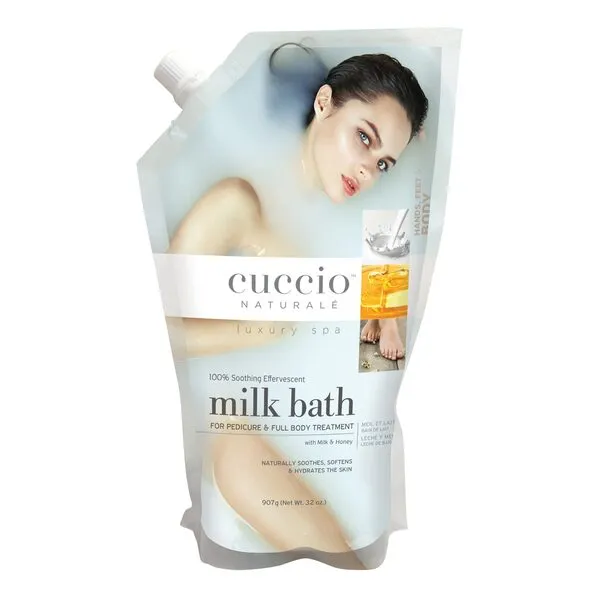 Cuccio Naturale Milk Bath Main-Pedi - Soothing, Effervescent Soak - Leaves Skin Smooth, Nourished and Hydrated - for Manicures, Pedicures and Full Body Treatments - Infused with Honey - 32 Oz