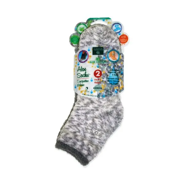 Earth Therapeutics Aloe Vera Socks – Infused with natural aloe vera & Vitamin E – Helps Dry Feet, Cracked Heels, Calluses, Rough Skin, Dead Skin Grey/Charcoal