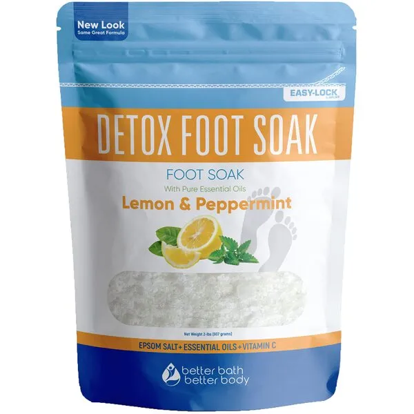 Detox Foot Soak (2 LBs) Epsom Salt Foot Soak with Lemon & Peppermint Essential Oils