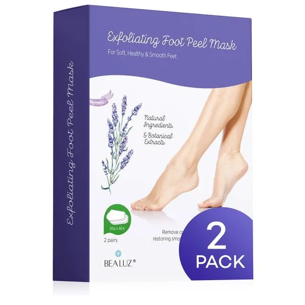 2 Pairs Foot Peel Mask Exfoliant for Soft Feet in 1-2 Weeks, Exfoliating Booties for Peeling Off Calluses & Dead Skin, For Men & Women Lavender by BEALUZ