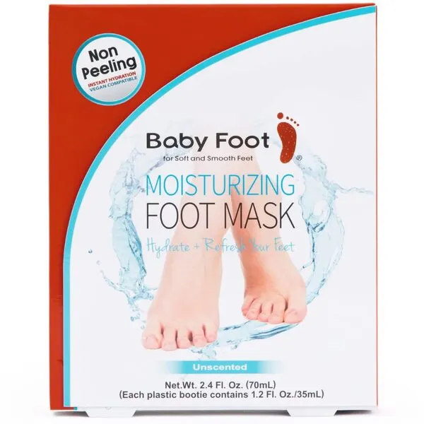 Baby Foot Unscented Non-Peel Moisturing Mask – Hydrate and Refesh Feet in 15-Minute - No Pain Feet Treatment - For Men and Women - Smooth and rich moisturizer for Baby Soft Feet