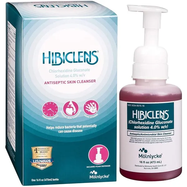 Hibiclens Antimicrobial Skin Liquid Soap with Foaming Pump, 16 Fluid Ounce (Pack of 2)