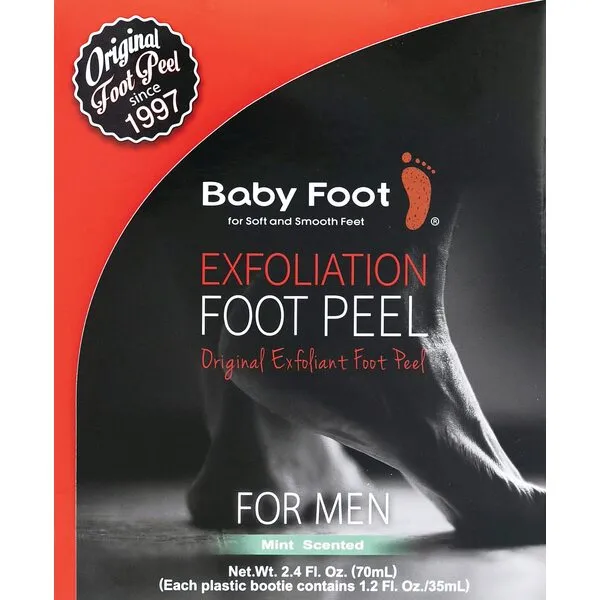 Baby Foot - Original Foot Peel Exfoliator For Men - Mint Scent Pair - Foot Peel Mask - Repair Rough Dry Cracked Feet and remove Dead Skin, Repair Heels and enjoy Baby Soft Smooth Feet 2.7 Fl. Oz. Mint Scented Pair