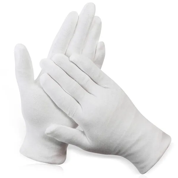 Paxcoo 12 Pairs XL White Cotton Gloves for Dry Hand Moisturizing Cosmetic Eczema Hand Spa and Coin Jewelry Inspection