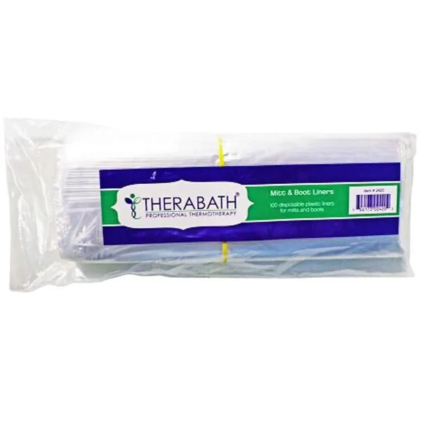 Therabath Mitt and Boot Liners, Professional Grade Paraffin Accessories, 100 Count Disposable Plastic Liners for Hand and Foot Therapy at Home