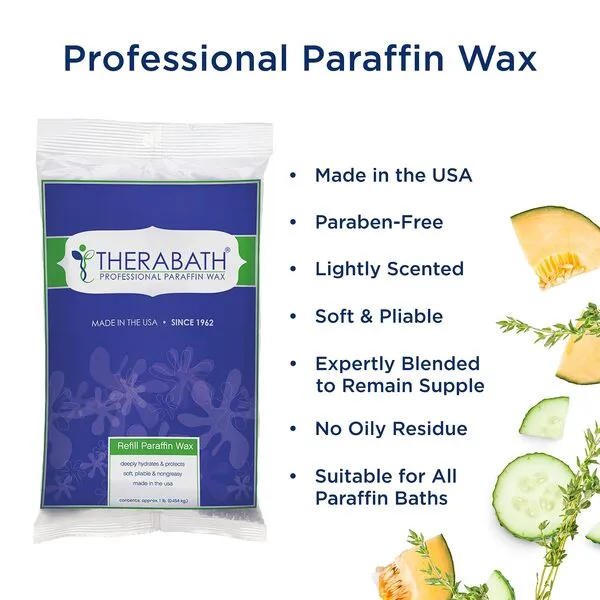 Therabath Refill Paraffin Wax, Provides Therapeutic Relief of Pain Due to Arthritis, Joint Inflammation, Muscle Stiffness or Injury, Cucumber Melon with Thyme, 24 1-lb Bags