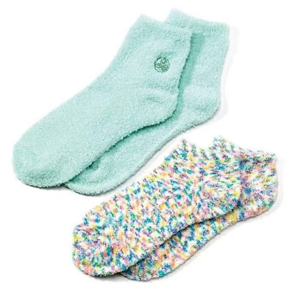 Earth Therapeutics Aloe Vera Socks – Infused with natural aloe vera & Vitamin E – Helps Dry Feet, Cracked Heels, Calluses- Use with your Favorite Lotions for Spa Pedicure - Confetti Green - 2 Pairs