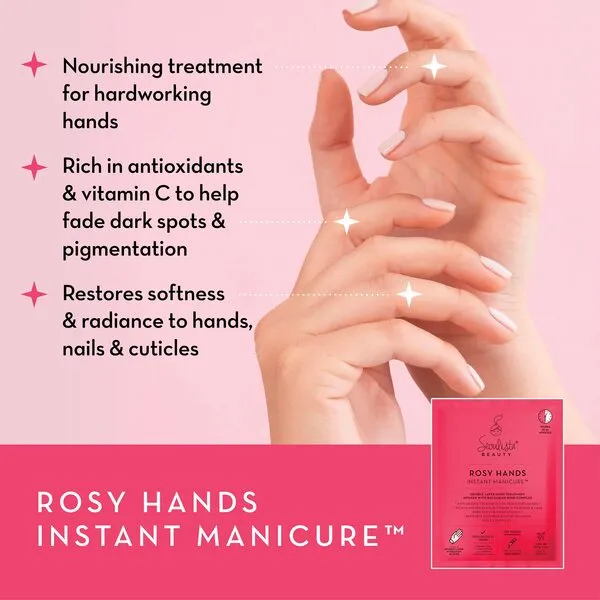 Seoulista Beauty Rosy Hands Instant Manicure - At-Home Hand Treatment with Rose Oil, Hydrates, Softens & Revitalizes Dry Hands, Self-Heating, Cuticle Care, Natural Ingredients, Vegan, Cruelty-Free