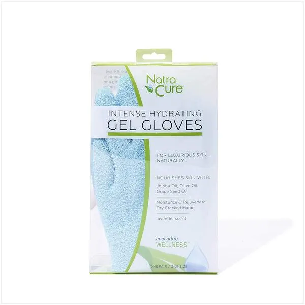 NatraCure Moisturizing Gel Gloves - (for Dry, Cracked Skin, Aging Hands, Cuticles, Eczema, After Hand Washing, Instead of Overnight Sleeping Gloves, Lotion, Cream) - Color: Aqua