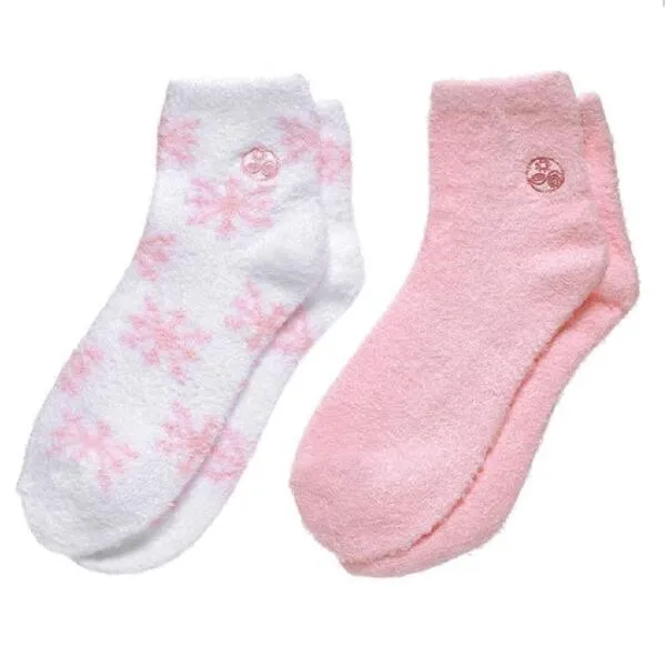 Earth Therapeutics Aloe Socks - Pink/Snowflake (2 Pack)