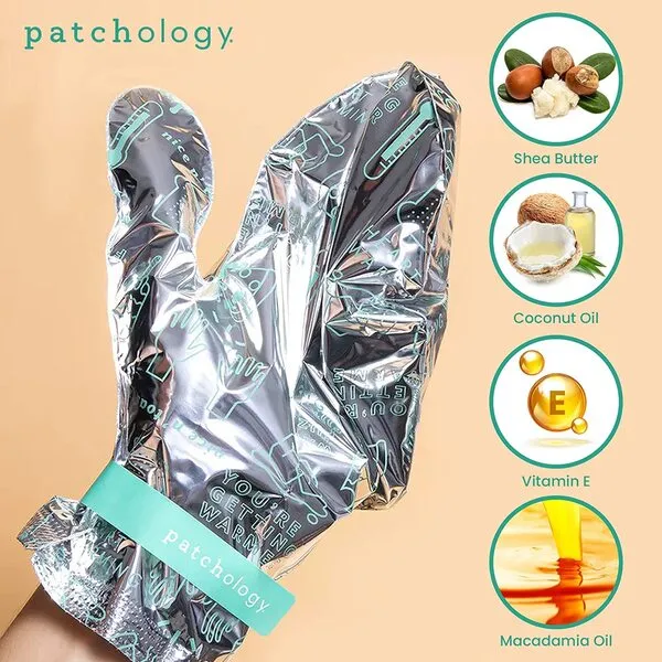 Patchology Perfect Ten Hand & Cuticle Mask with Shea Butter, Coconut Oil, Vitamin E and Soothing Fruit Extracts for Baby-Soft Feel – Disposable Moisturizing Gloves Best for Dry & Cracked Skin - 1 Pair