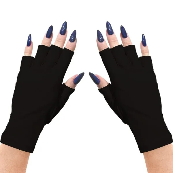 ManiGlovz - The ORIGINAL UPF 50+ UV/LED Protective Gloves for Gel Manicures, Sun Protection Fingerless Gloves-Shield Skin from The Sun and Nail Lamp- Black Magic