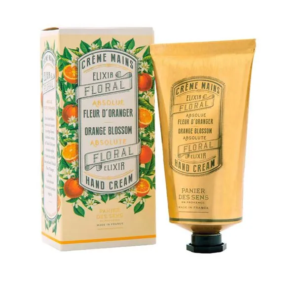 Panier des Sens - Hand Cream for Dry Cracked Hands and Skin – Orange Blossom Hand Lotion, Moisturizer, Mask - With Olive and Almond Oil - Hand Care Made in France 97% Natural Ingredients - 2.5floz