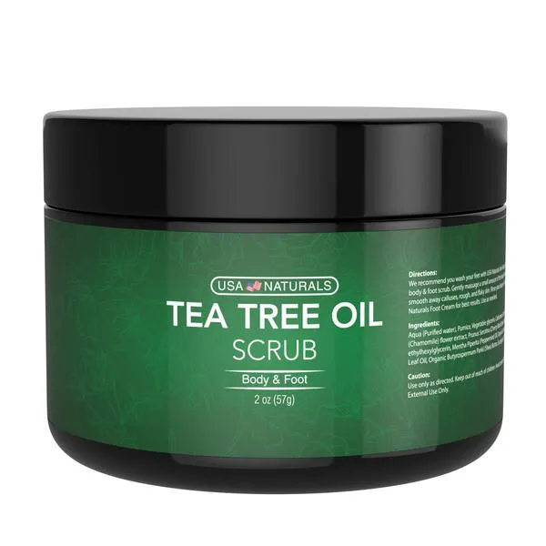 Tea Tree Oil Foot & Body Scrub Treatment - Exfoliating Scrub with Essential Oils - Smooths Calluses - Helps With Athlete's Foot, Acne, Jock Itch & Dead, Dry Skin