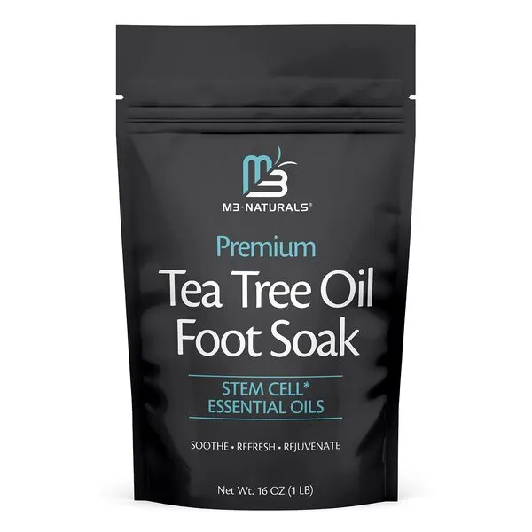 Tea Tree Oil Epsom Salt Pedicure Foot Soak with Coconut Oil & Stem Cell Foot Care Foot Bath Soak Athletes Foot Treatment Toenail Care & Foot Odor Foot Soaker Foot Spa Soak by M3 Naturals