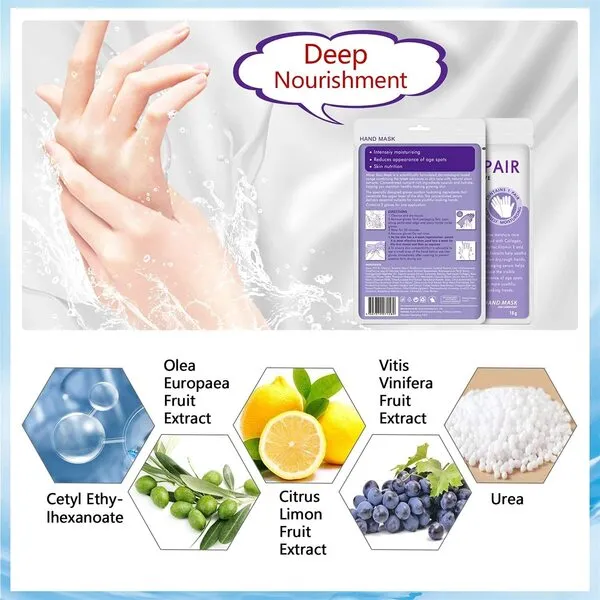 5 Pairs Hands Moisturizing Gloves, Hand Skin Repair Renew Mask Infused Collagen, Vitamins + Natural Plant Extracts for Dry, Aging, Cracked Hands (5 Pairs Hand mask)