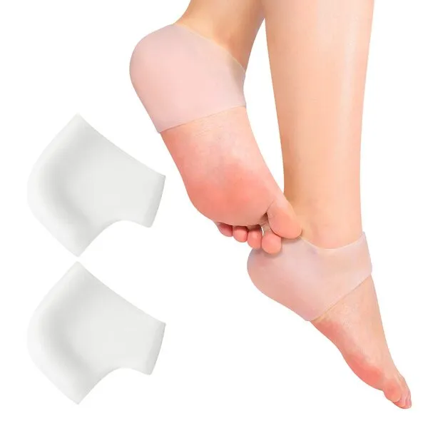 Dr.Pedi Gel Heel Sleeves Spur Relief Cushion Sleeve Unisex Silicone Moisturizing Heel Sock Protector Dry Cracked Skin Pain Repair Pedicure Reduce Pains of Plantar Fasciitis