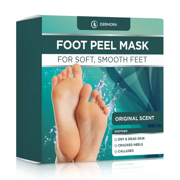 Foot Peel Mask - 4 Pack of Regular Size Skin Exfoliating Foot Masks for Dry, Cracked Feet, Callus, Dead Skin Remover for baby soft feet, Original Scent