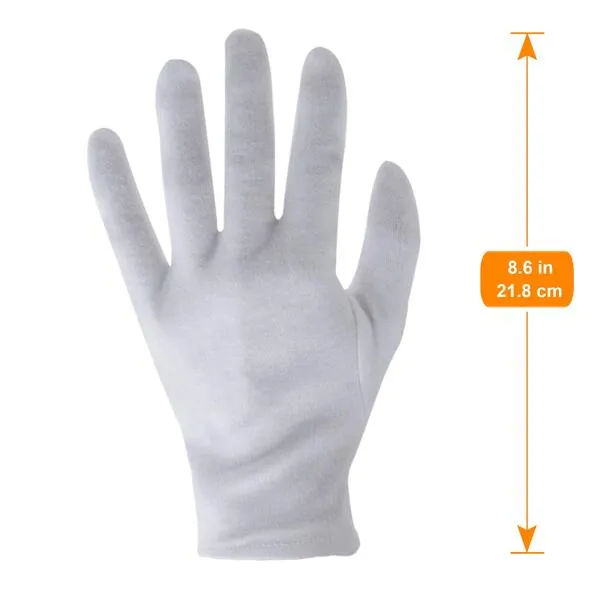 12 Pairs White Cotton Work Gloves for Serving Inspection Costume - Cloth Gloves for Dry Hands Eczema SPA Moisturizing