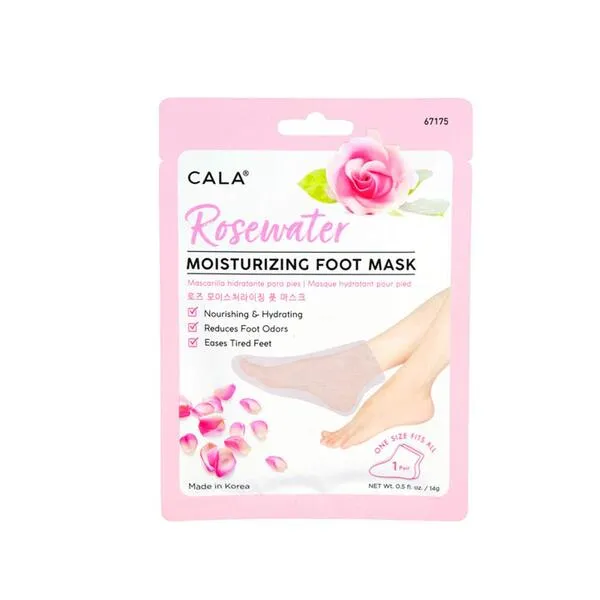 Cala Moisturizing Pedicure Foot Masks [Pack of 3 Foot Moisturizing Socks] (Rosewater)