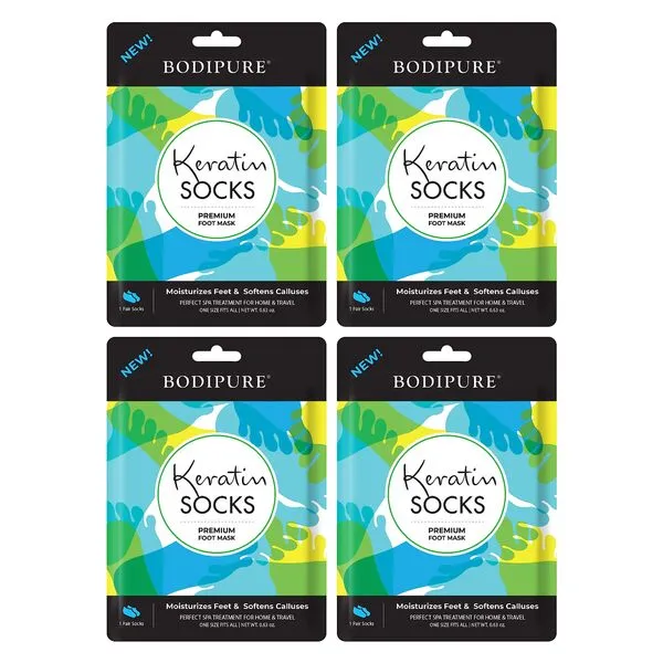 Bodipure 4 Pack Keratin Socks Premium Foot Mask