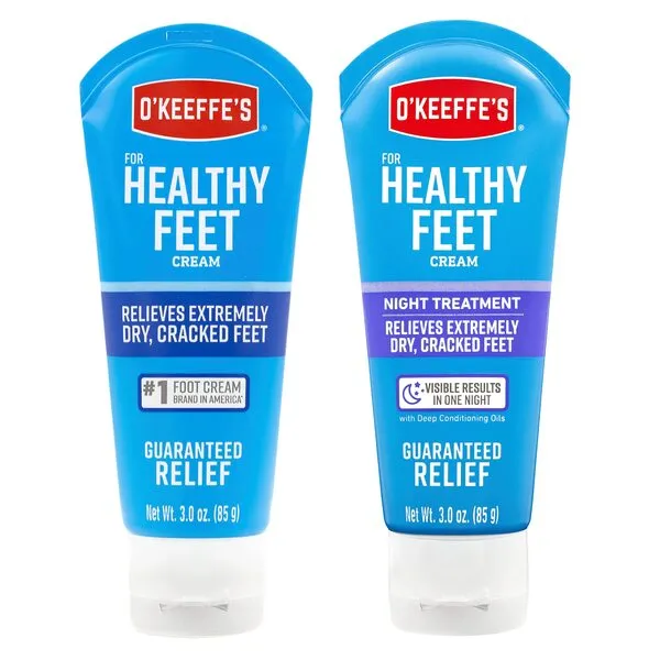 O'Keeffe's for Healthy Feet Foot Cream, 3.0 Ounce Tube and O'Keeffe's for Healthy Feet Night Treatment Foot Cream, 3.0 Ounce Tube, Relieves Extremely Dry, Cracked Feet