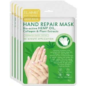 AIQIUSHA Moisturizing Gloves Hand Mask 5 Pack with Collagen, Shea Butter, Vitamin E - Deep Moisturizing Repair Skin for Dry Rough Hands - Perfect Daily Hand Care Treatment Get Soft Smooth Hands