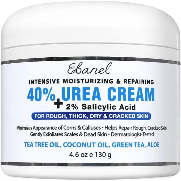 Ebanel Urea Cream 40% plus Salicylic Acid 2%, Foot Cream for Dry Cracked Feet Heels Knees Elbows Hands Repair Treatment, Foot Moisturizer Corn Callus Dead Skin Remover Toenail Softener for Feet Care