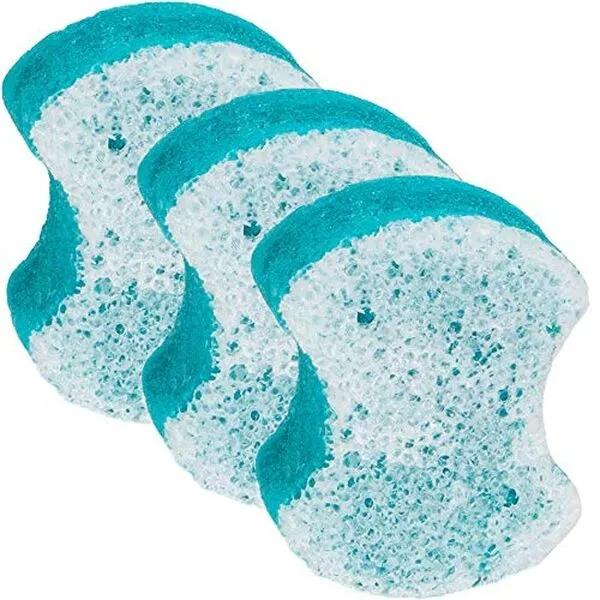 Spongeables Pedi-Scrub Foot Buffer The Soap is in The Sponge Contains Shea Butter and Tea Tree Oil 20+ Washes Ocean Breeze Scent, Blue, (Pack of 3)