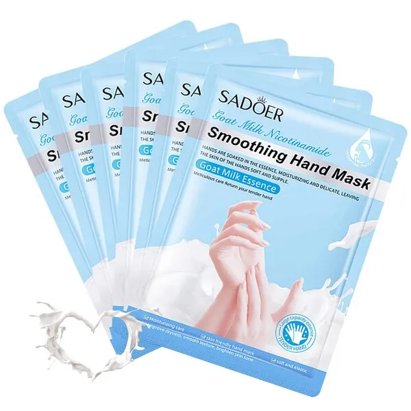 6 Pairs Moisturizing Hand Mask Gloves for Dry Hands,Hand Peel Mask Natural Collagen Spa Gloves Intensive Hand Repair Gloves for Repair Dry Cracked,Rough Damage Skin for Women & Men(Milk)