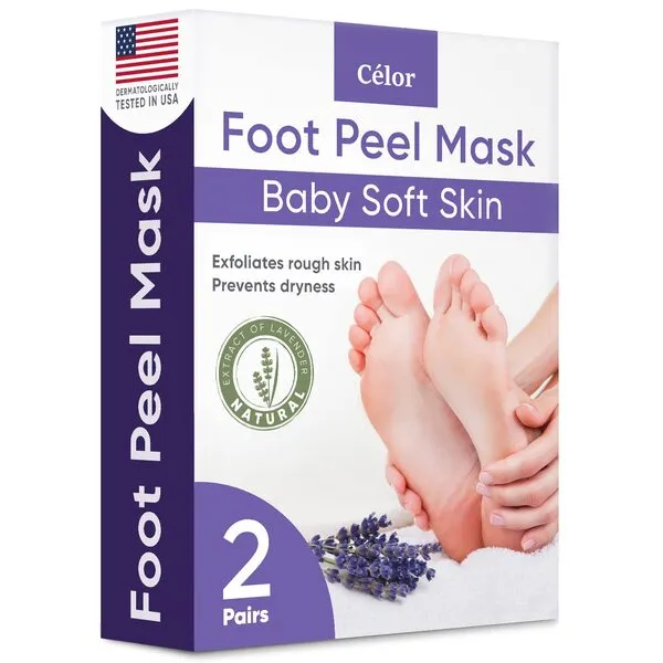 Foot Peel Mask (2 Pairs) - Foot Mask for Baby Soft Skin - Remove Dead Skin, Dry, Cracked Feet & Callus, Foot Spa, Made with Lavender Extract & Aloe Vera Extract for Women and Men Feet Peeling Mask Exfoliating