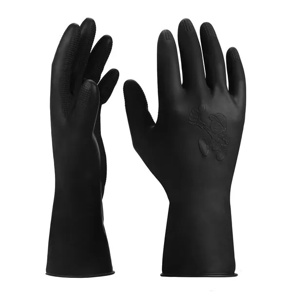 ThxToms 3 Pairs Hair Dye Gloves, Reusable Professional Hair Color Rubber Gloves for Home and Salon Black,Medium