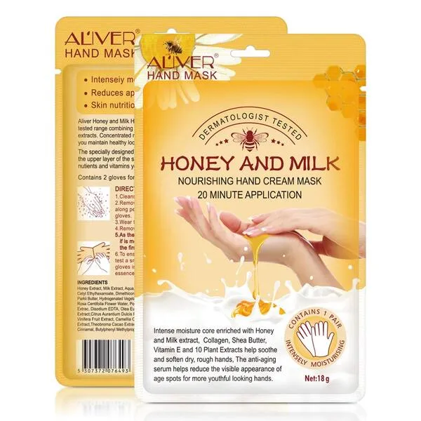 Hand Moisturizing Mask, Gloves, Honey and Milk Hand Care Spa Gloves Moisture Enhancing Gloves for Dry Hands Exfoliating gloves, peeling mask for dry hands, repair rough skin(5 Pairs)