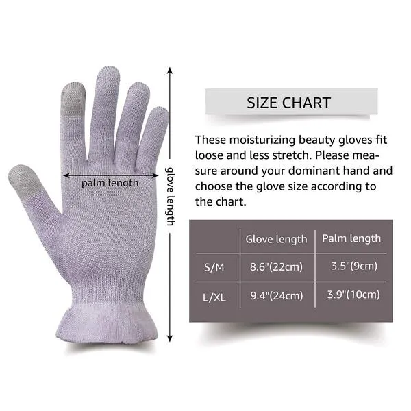 MIG4U Moisturizing Beauty Gloves Touchscreen Overnight Sleeping Glove for Women Dry Hands, Nighttime Lotion, Eczema, SPA, Cosmetic Treatment, Grey Purple 3 Pairs Size s/m