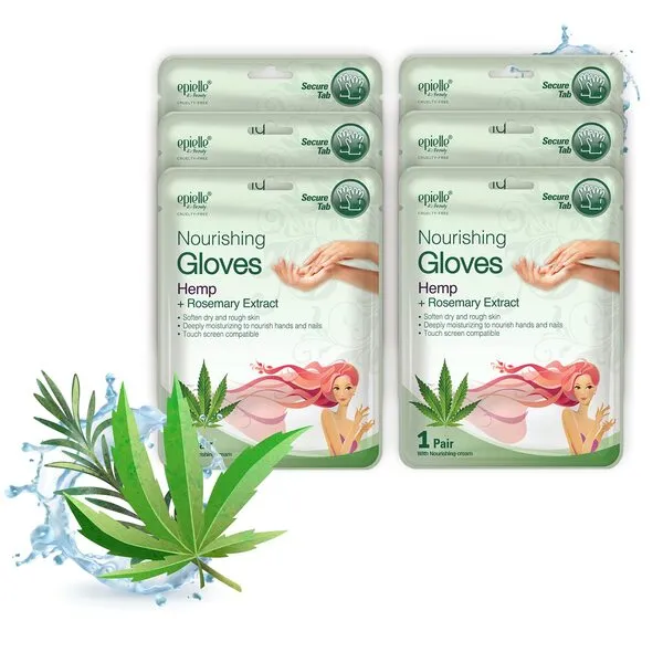 Epielle Nourishing Hand Masks - Hemp + Rosemary Extract for Deep Moisturizing 100% Vegan & Cruelty-Free (Gloves 6pk) For Dry Hand Spa Masks | Skincare Party Favors. STOCKING STUFFERS!!