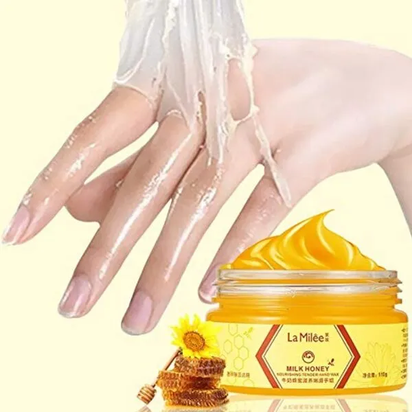 La Milee Hand Mask Milk Honey Peel Off Hand Wax Moisturizing Hydrating Nourishing Exfoliating Hand Film Hands Care paraffin110g