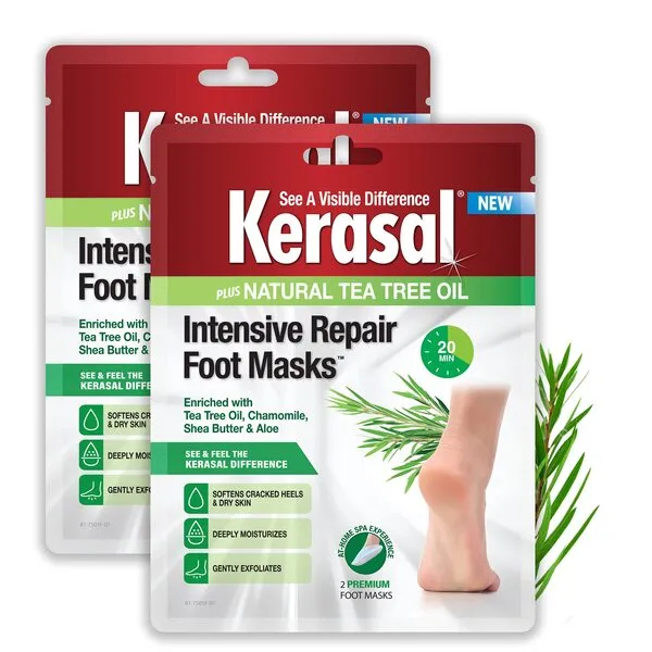 Kerasal Intensive Repair Foot Mask Foot Mask for Cracked Heels and Dry Feet, 2 Count, (Pack of 2)