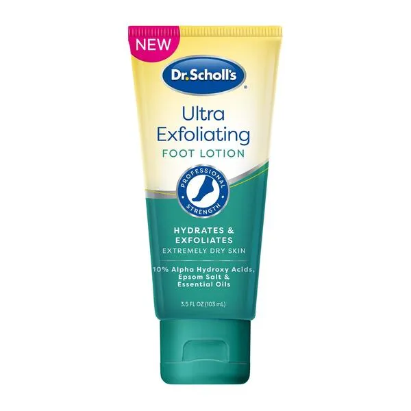 Dr. Scholl's Dry, Flaky Skin Remover Ultra Exfoliating Foot Lotion with Urea for Rough Dry Cracked Feet, Heal and Moisturize for Healthy Looking Feet, Intensive Foot Care, Alpha Hydroxy Acids, 3.5 oz