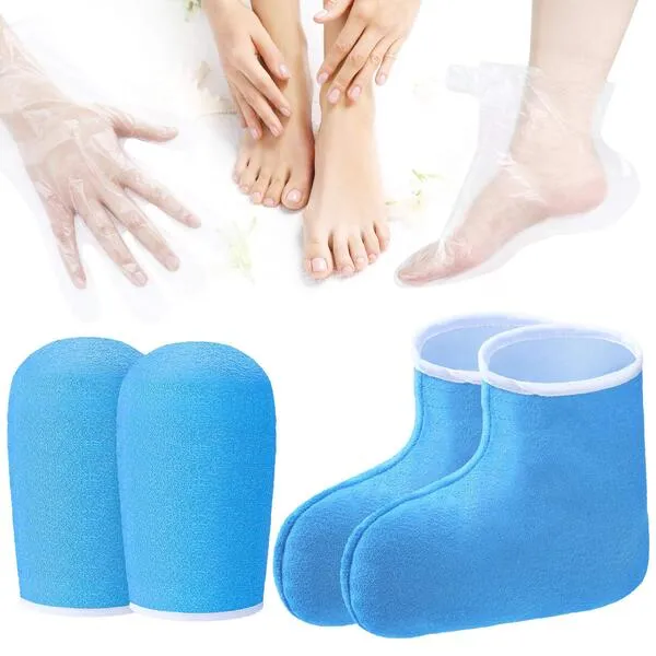 204 Piece Paraffin Wax Bath Set Paraffin Wax Mitts with Paraffin Wax Bath Liners Wax Gloves and Booties, Plastic Paraffin Bath Bags Wax Bath Hand Mitts Terry Cloth Mitts Booties Paraffin Wax Foot Mitt