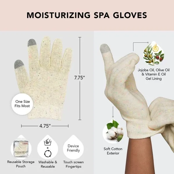 Kitsch Cotton Moisturizing Gloves for Dry Hands - Reusable Overnight Hand Moisturizing Gloves | Touchscreen Lotion Gloves & Eczema Gloves for Women | Gel Moisturizing Gloves for Kids & Men