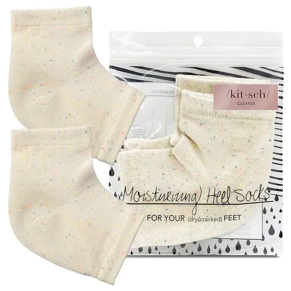 Kitsch Moisturizing Spa Socks - Gel Socks for Cracked Heel Repair | Heel Socks for Dry Cracked Feet | Dry Feet Treatment for Women | Cracked Feet Treatment | Toeless Socks for Women | Foot Care